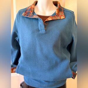 Orvis Blue Women's Sweater with Patterned Collar, size M(hat sold separately)
